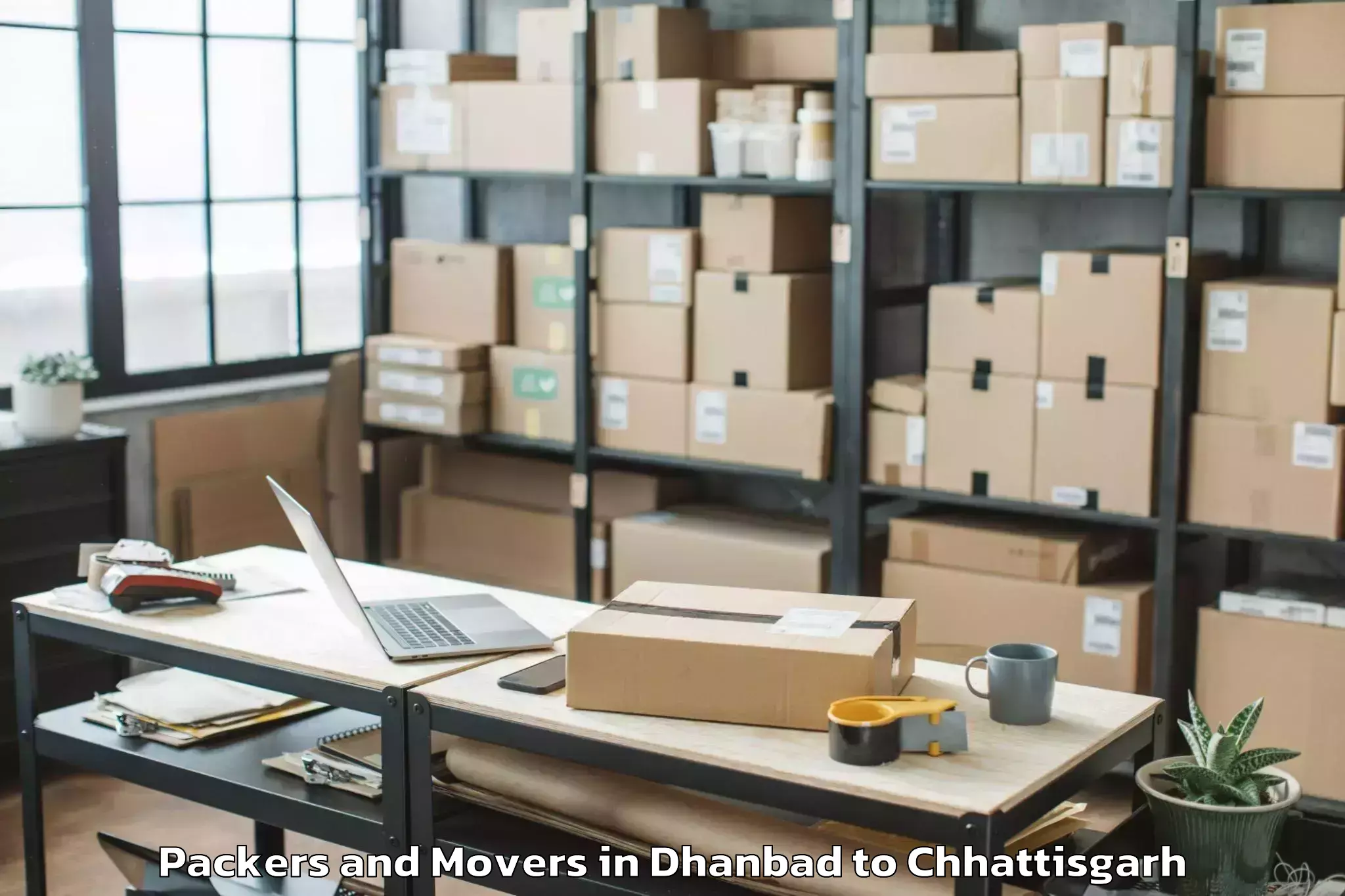 Dhanbad to Jagdalpur Airport Jgb Packers And Movers Booking